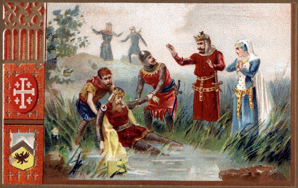 III krucjata: Odkryto ciało cesarza Fryderyka Barberossy (niemieckiego cesarza rzymskiego) w rzece Selef w 1190 roku. autorstwa Unknown artist