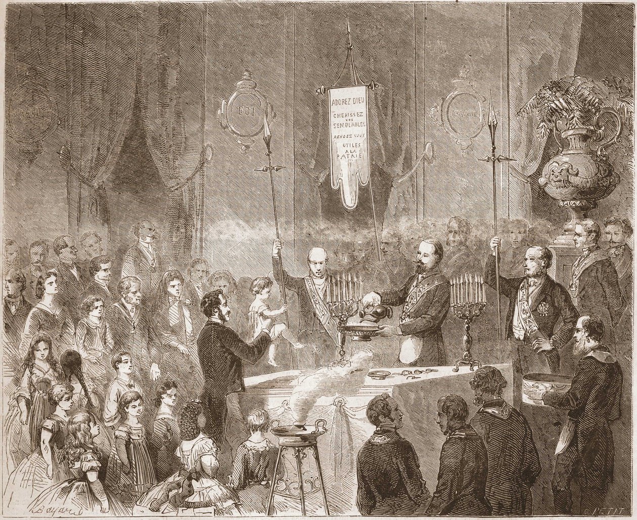 Maconnic Bapteme w loży Fraternelle Amitive w 1861 r. autorstwa Unknown artist