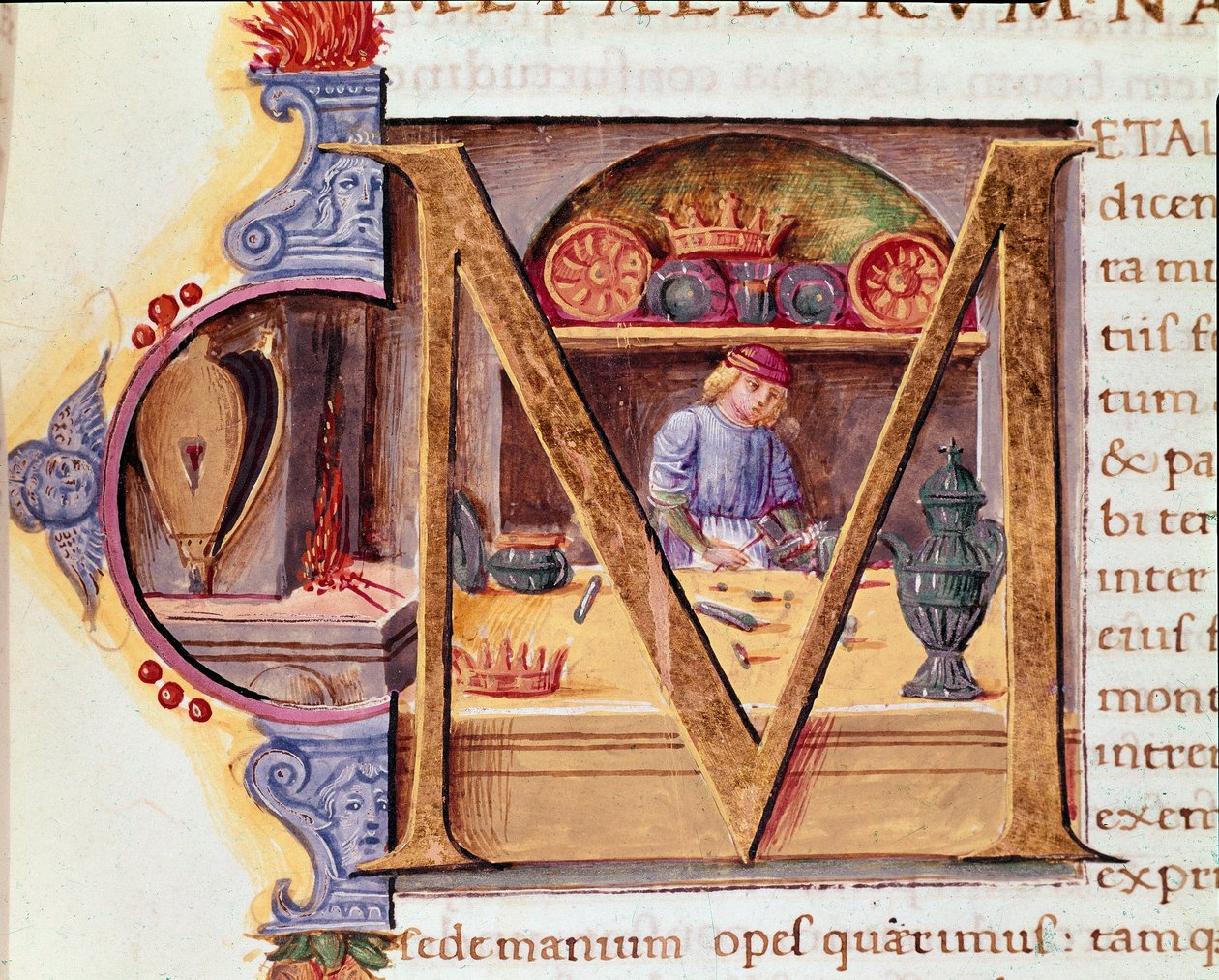 Kowal przy pracy w swoim warsztacie. Mansukryt „Historia naturalna” rzymskiego pisarza i przyrodnika Pliniusza Starszego (23-79 ne) XV-wieczna Biblioteca Marciana w Wenecji autorstwa Unknown artist
