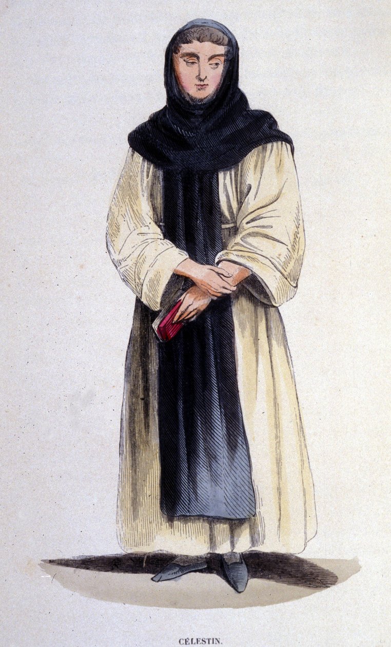 Celestyna zakonu zakonnego założonego w 1254 r. przez Celestyna V. Rycina XIX w. autorstwa Unknown artist