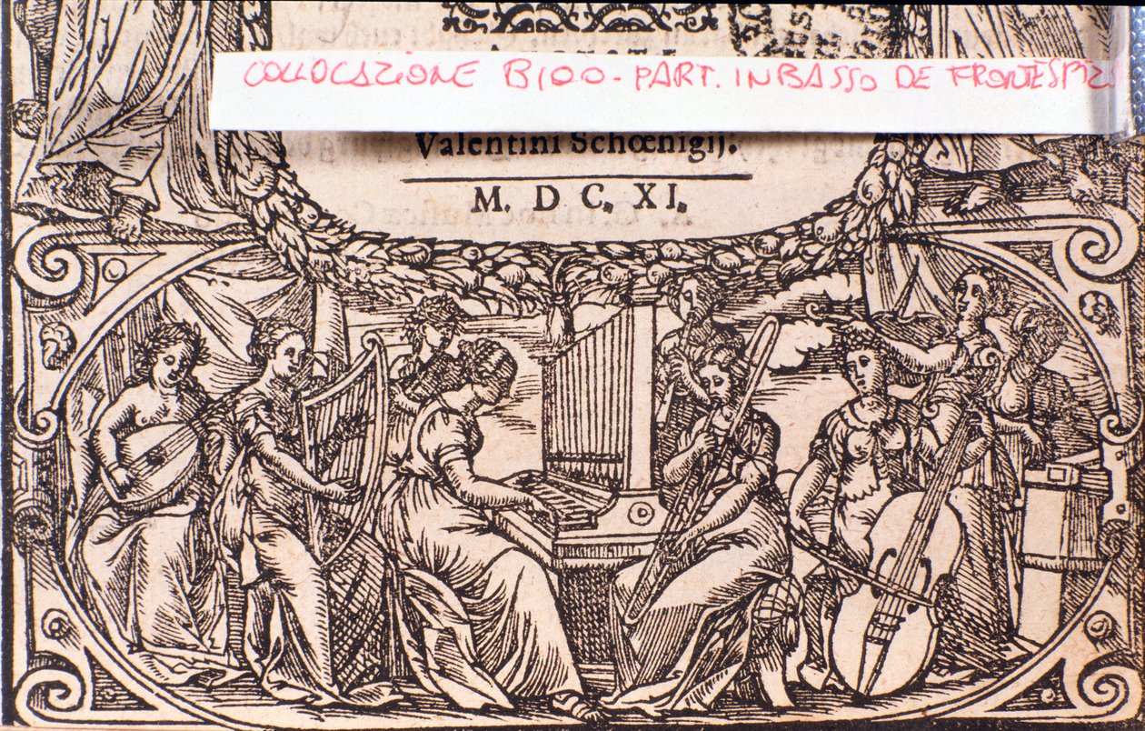 Koncert, detal. Frontyspis Kompendium muzyki Adama Gumpeltzhaimera autorstwa Unknown artist