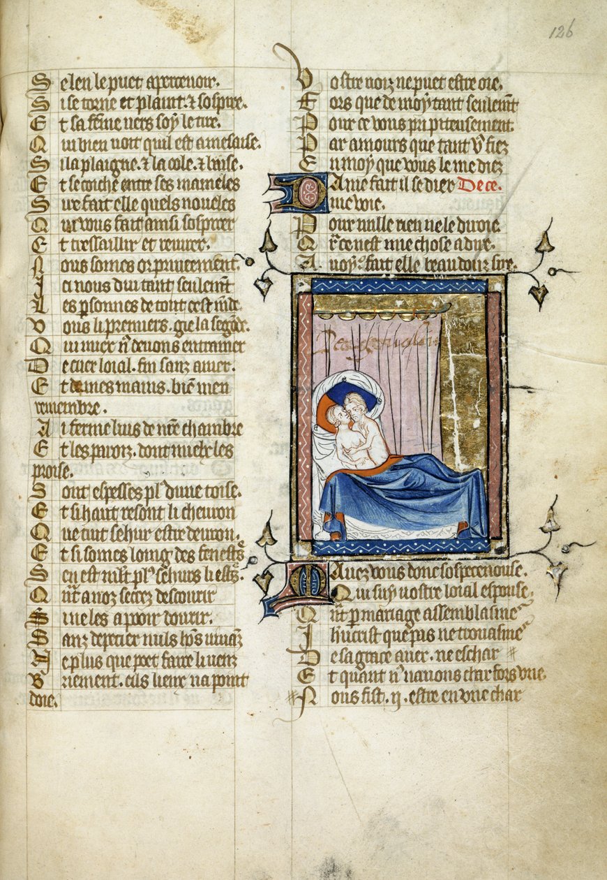 Para w łóżku z „Le Roman de la Rose” autorstwa Unknown artist