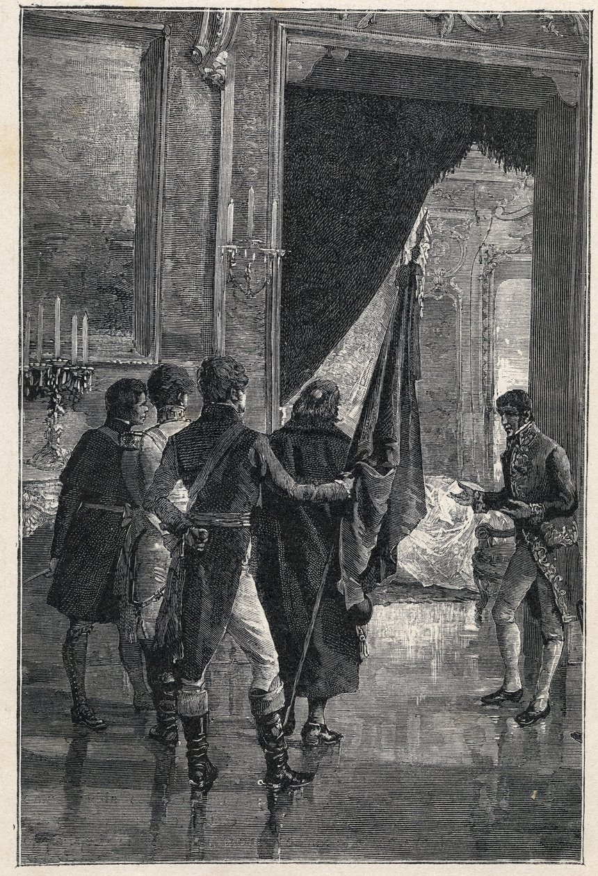 Deputacja karbonariusza, nacjonalistycznego tajnego stowarzyszenia, zostaje przedstawiona Ferdynandowi I z Obojga Sycylii (wcześniej Ferdynand IV Neapolitański) 1820 autorstwa Unknown artist