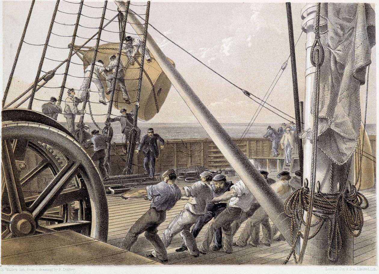 Ogromna boja punktowa została narysowana 2 sierpnia 1858 r. - w „The Atlantic telegraph” W.H. Russela, ok. 1930 r. 1860 autorstwa Unknown artist