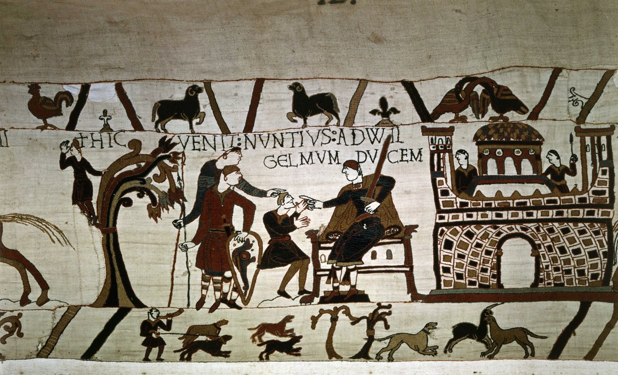 Posłaniec do księcia Guillaume (1027 - 1087) - gobelin z Bayeux, znany jako Haft królowej Matyldy autorstwa Unknown artist