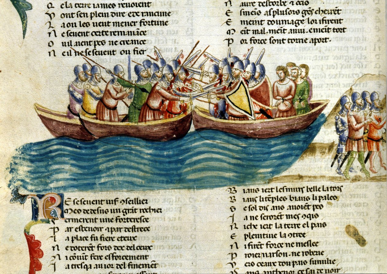 Bitwa morska. miniatura z XIII wieku autorstwa Unknown artist