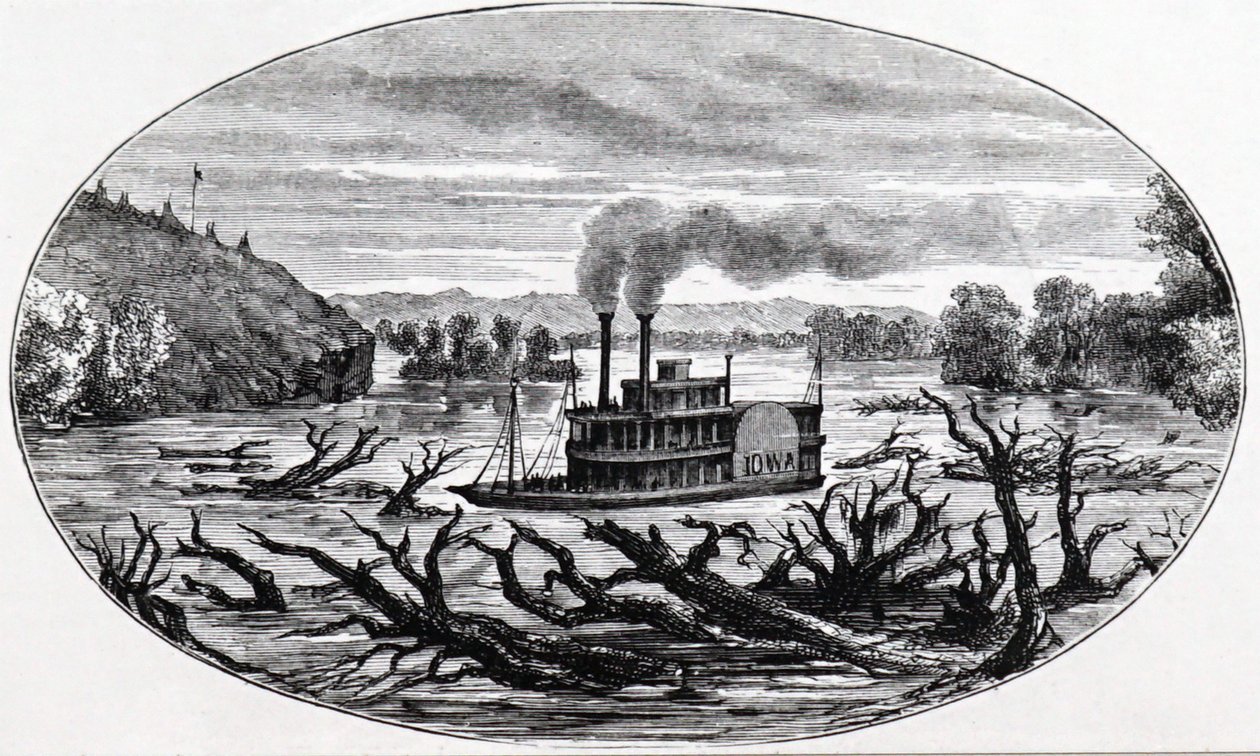 Parowiec wiosłowy na górnym Missouri autorstwa Unknown artist