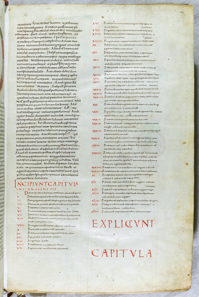 Strona z XI-wiecznej Biblii z incipitem rozdziału Księgi Rodzaju autorstwa Unknown artist