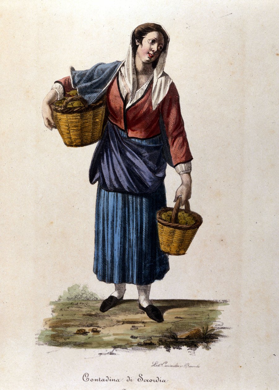 Chłop z miasta Scordia na Sycylii Rycina z XIX wieku autorstwa Unknown artist