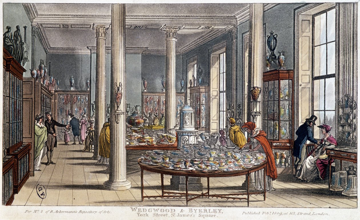 Sklep porcelany w Londynie (Anglia) Wedgwood & Byerley - Litografia około 1800 autorstwa Unknown artist