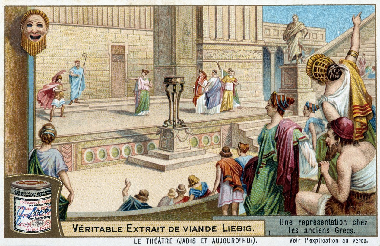 Przedstawienie teatralne w starożytnej Grecji - chromolitografia Liebiga autorstwa Unknown artist