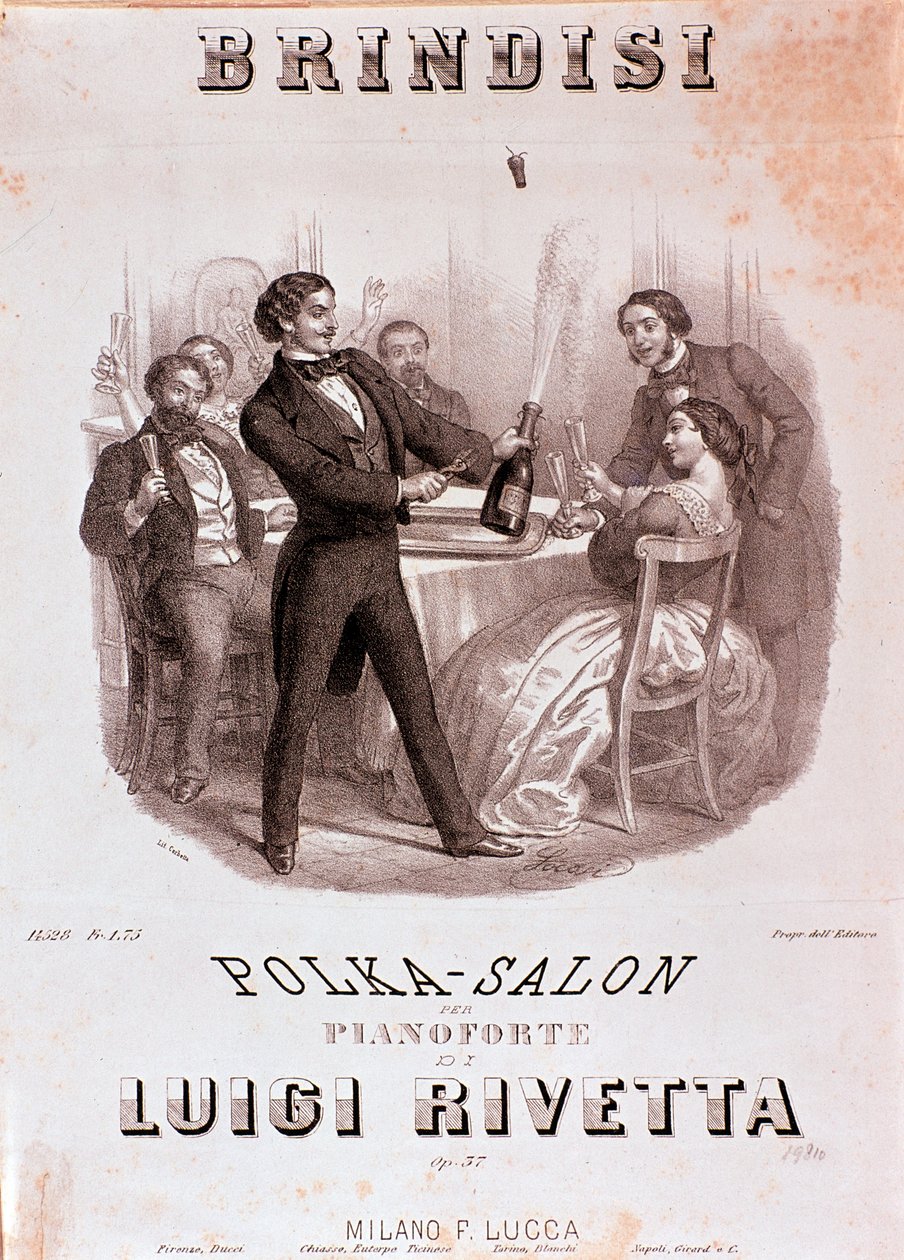 Scena toastu. Ilustracja do partytury polki Brindisi autorstwa Rivetta autorstwa Unknown artist