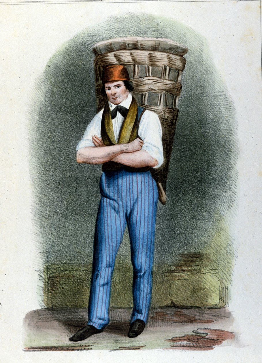 Podróżujący sprzedawca chleba. Grawerowanie Mediolan około 1820 roku. autorstwa Unknown artist
