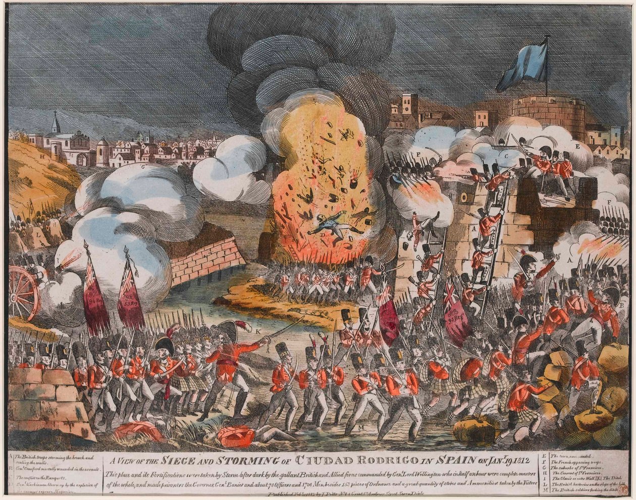 „Widok na oblężenie i szturm na Ciudad Rodrigo w Hiszpanii na Jany. 19. 1812? autorstwa Unknown