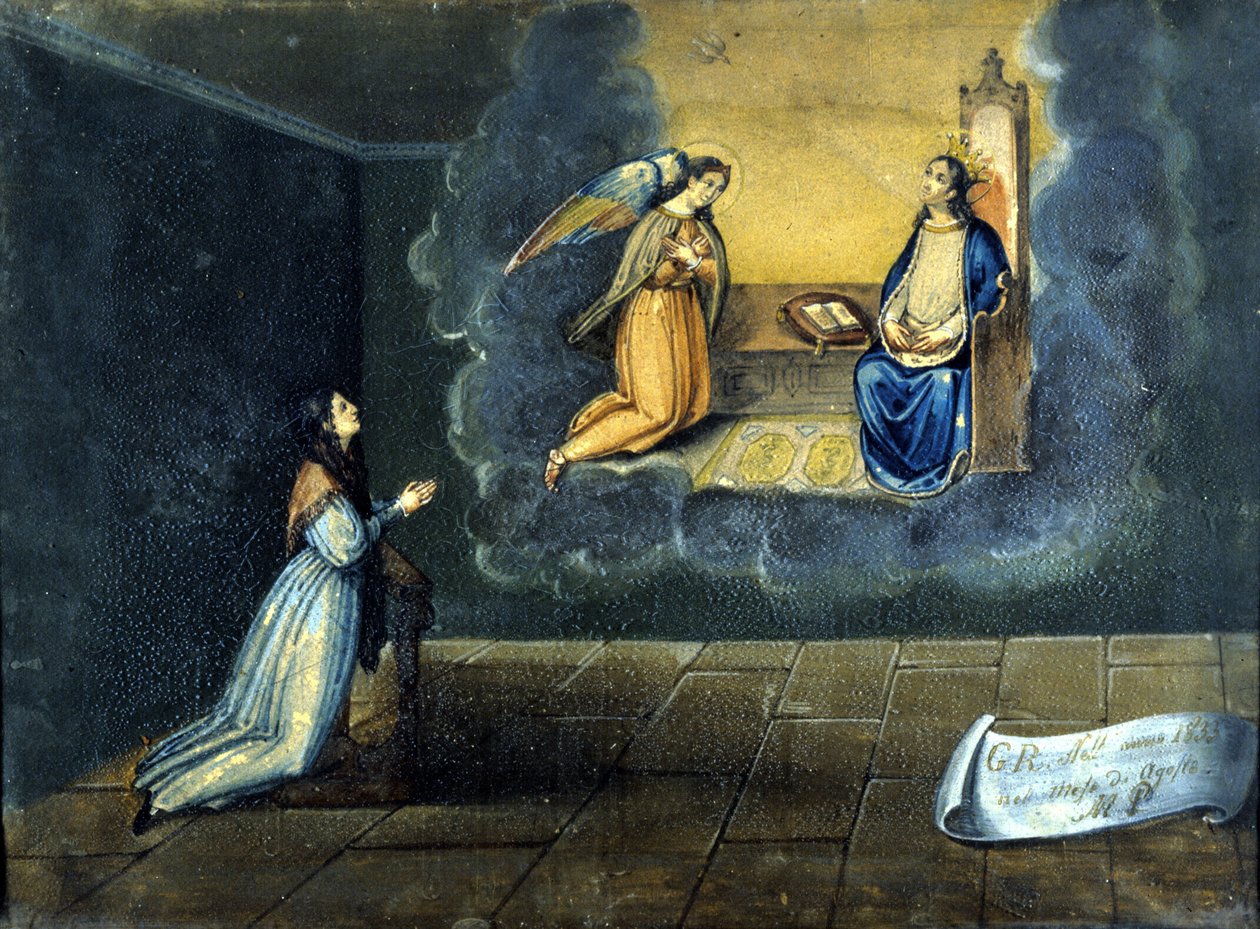 Młoda kobieta się modli. Ex voto z sanktuarium Madonna delle Grazie de Monza. 1833. autorstwa Unknown artist