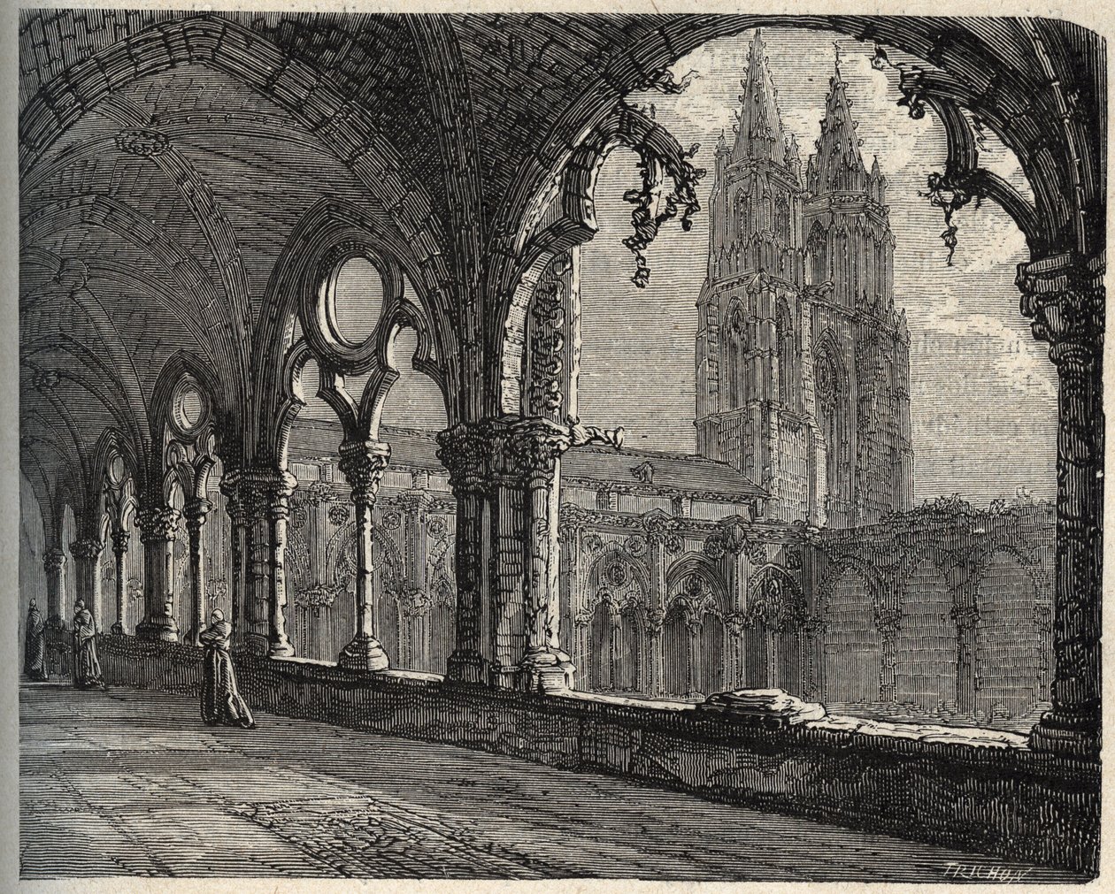 Abbaye Saint-Jean-des-Vignes - Soissons - (Saint Jean des Vignes) - grawerowanie w „” PATRIE” - PECTUREQUIREQUE OPIS FRANCJI W 6 WOLURACH PRZEZ LUCIENA HUARDA - koniec XIX wieku autorstwa Unknown artist
