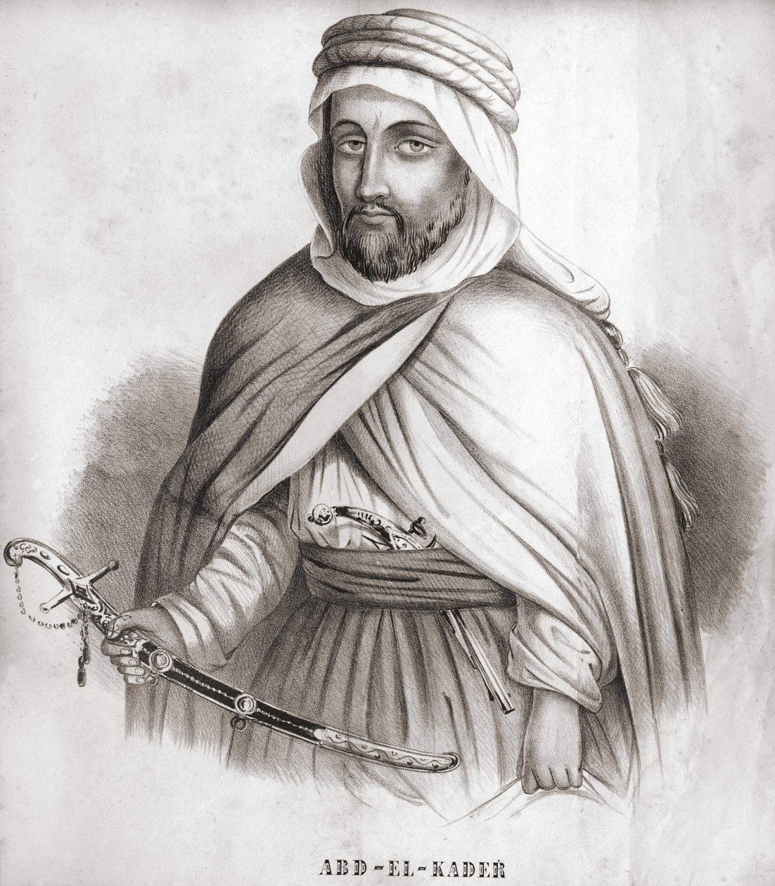 Abd al-Qadir (Abd al-Qadir) (1807-1883), arabski Umair dawki. autorstwa Unknown artist