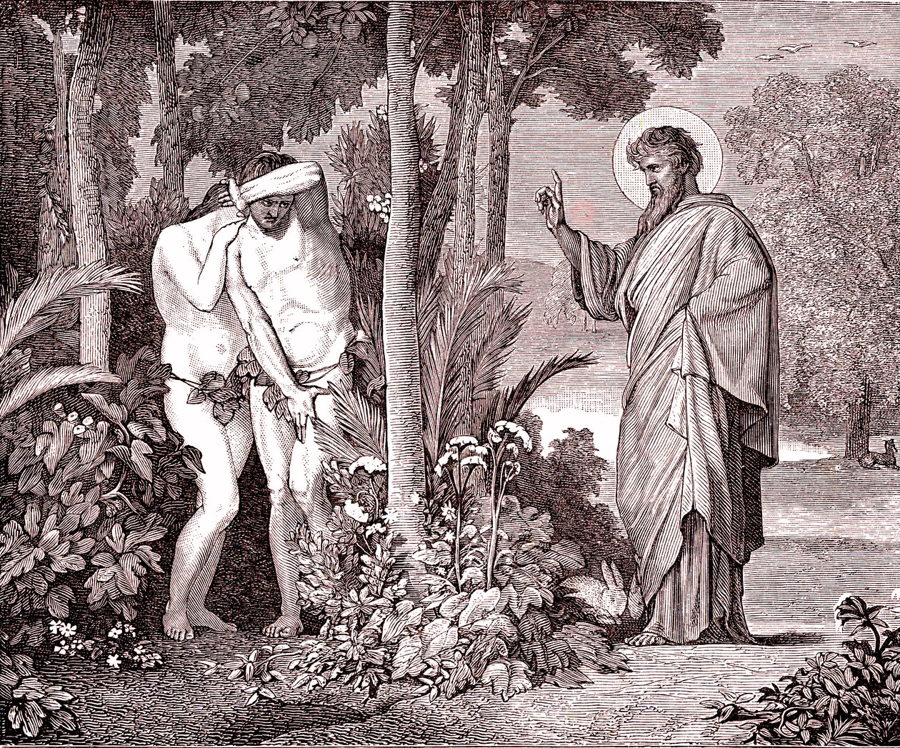 Adam i Ewa, Fac-simile z książki Louisa Veuillota „Jezus Chrystus” wydrukowany w Paryżu autorstwa Unknown artist