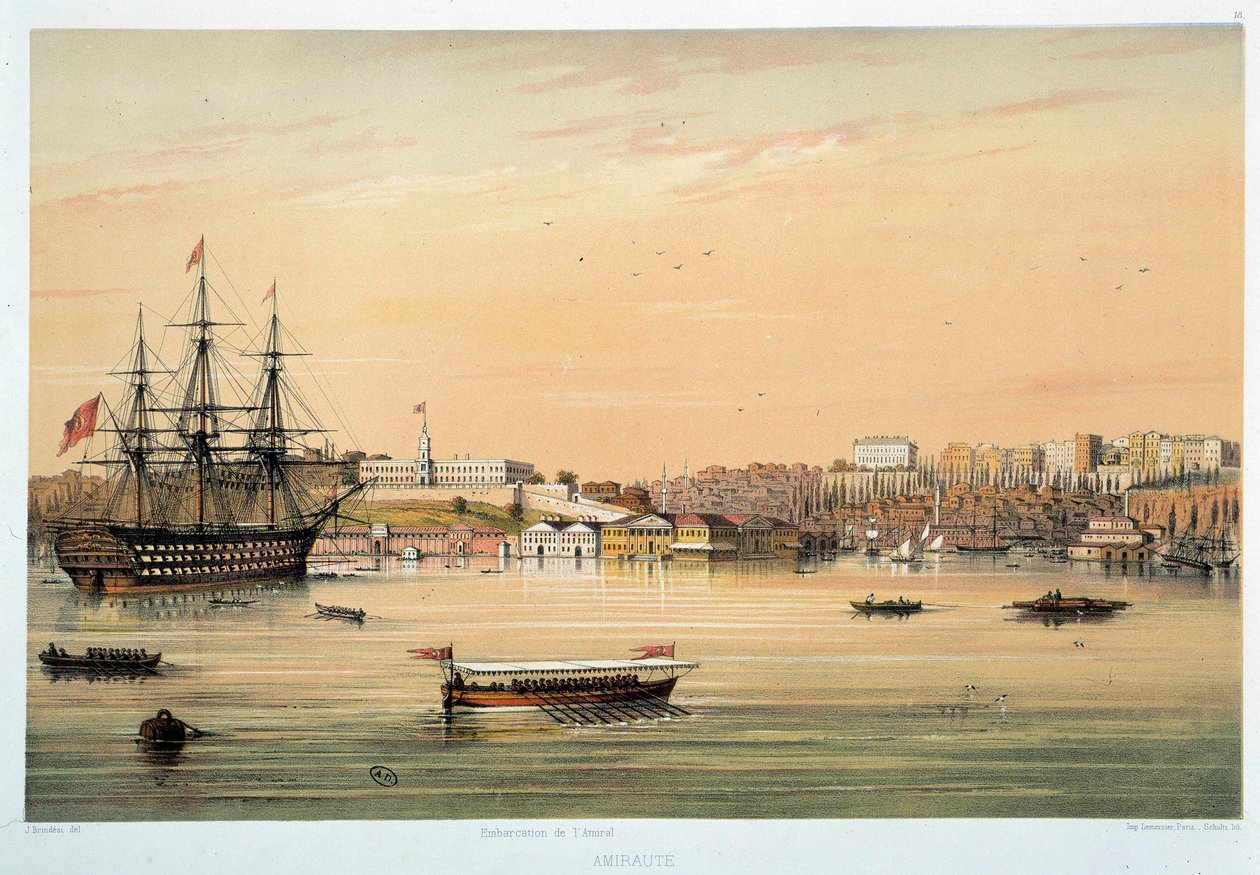 Admirał: „”Łódź Admirała”” Litografia XIX-wiecznego Paryża, sztuka dekoracyjna autorstwa Unknown artist