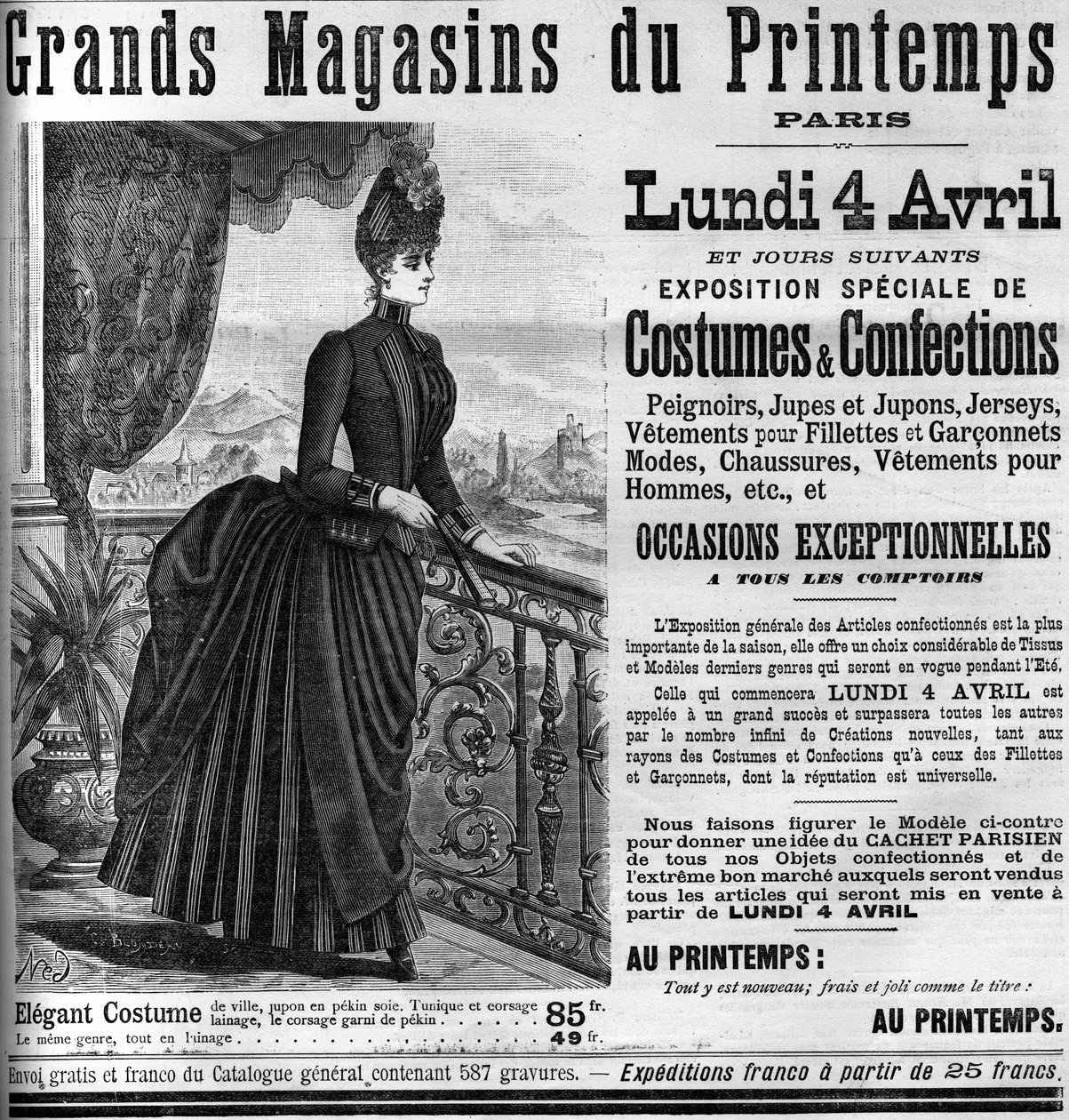 Reklama domów towarowych Printemps w Paryżu, w Le Monde Illustrée 1887. autorstwa Unknown artist