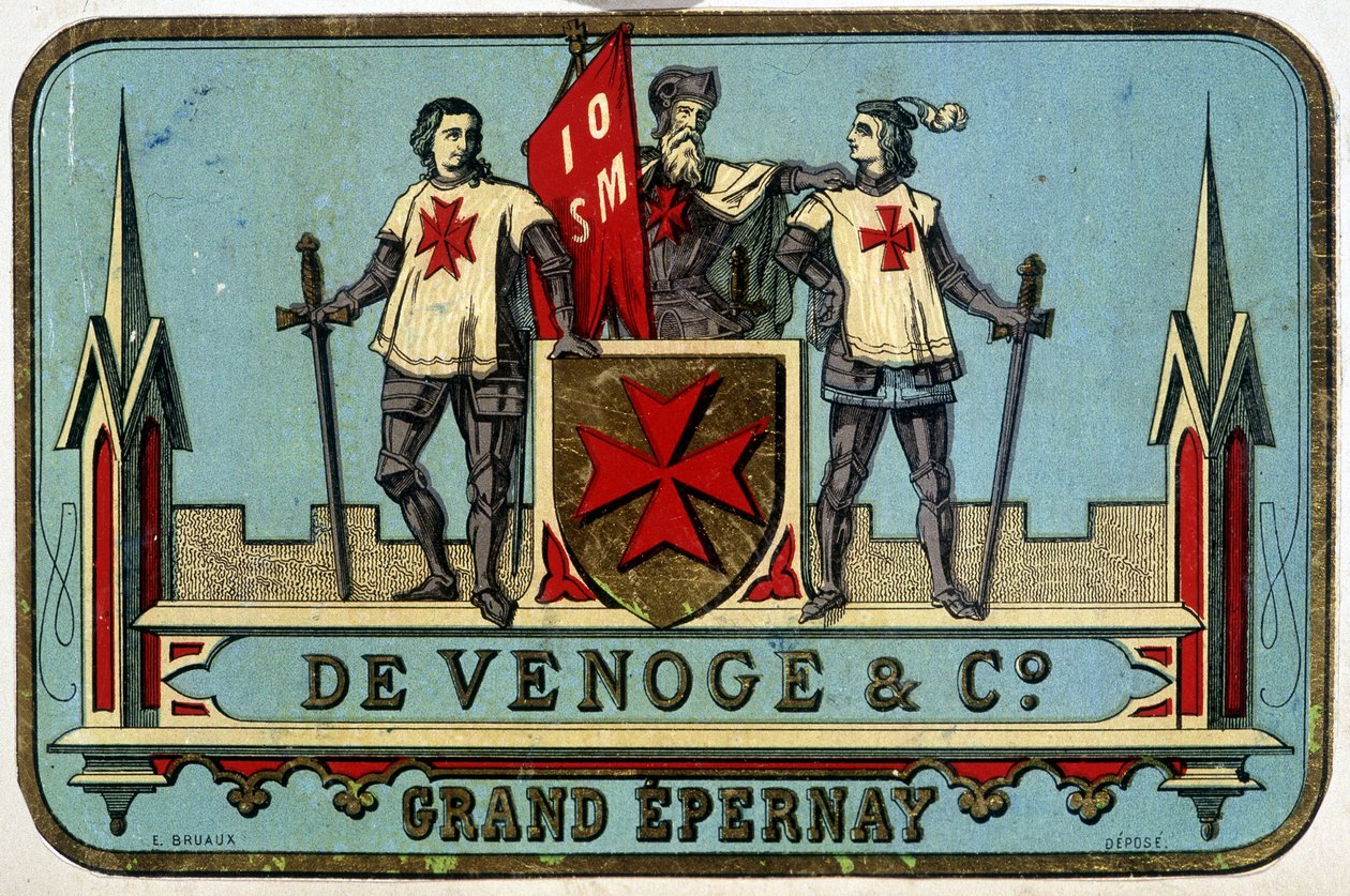 Etykieta reklamowa „Venoge – Grand Epernay”” (rycerze Malty). b.d. XIX wiek. autorstwa Unknown artist