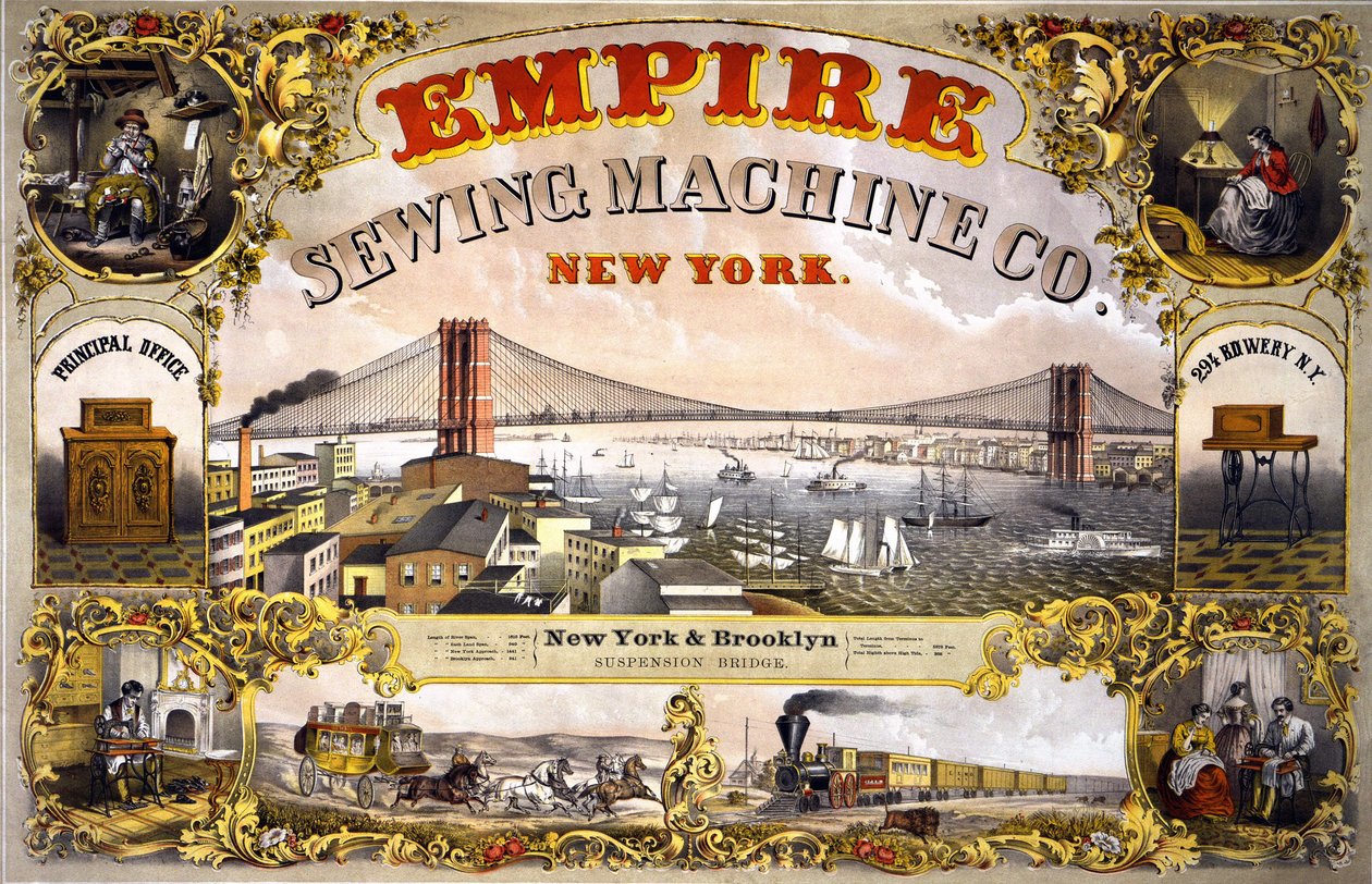Reklama maszyny do szycia „Empire Sewing Machine, New York”, ok. godz. 1870. autorstwa Unknown artist