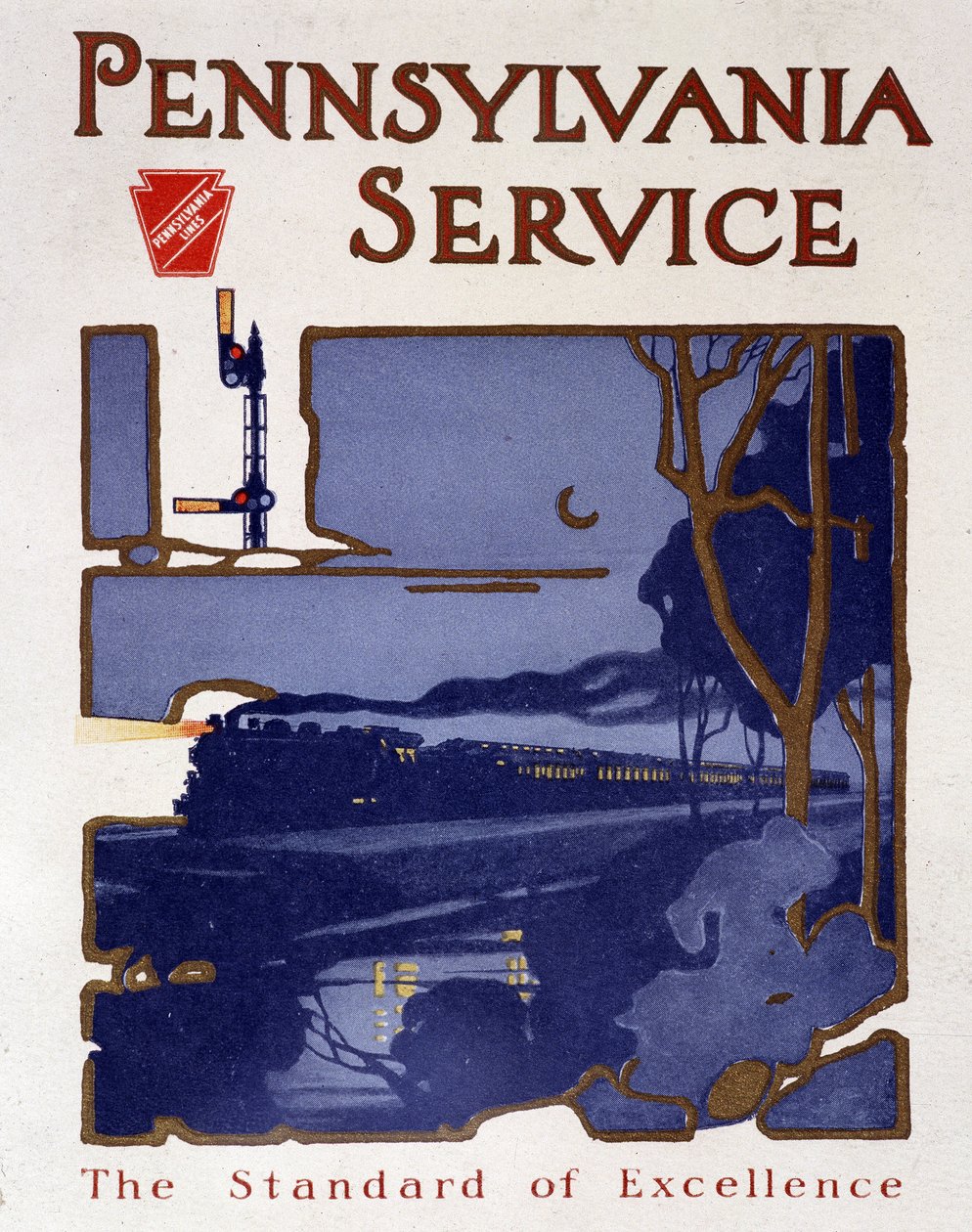 Plakat reklamowy pociągów Pennsylvania Service, koniec XIX wieku autorstwa Unknown artist