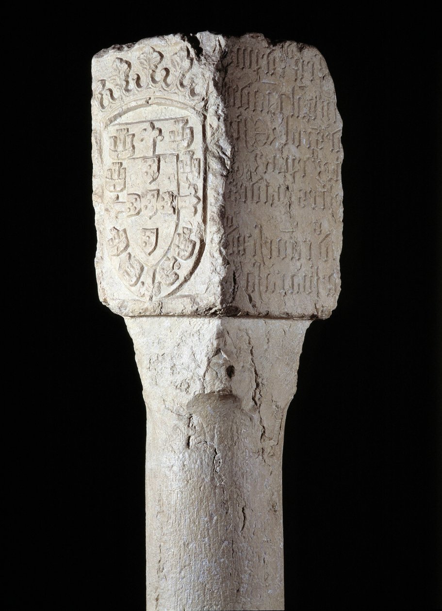 Sztuka afrykańska: fragment filaru opętania znanego jako Saint Augustine erige przez portugalskiego odkrywcę Diogo Cao (lub Diego Cam) w południowej Angoli. 1486. Lizbona, Narodowe Muzeum Sztuki Starożytnej autorstwa Unknown artist