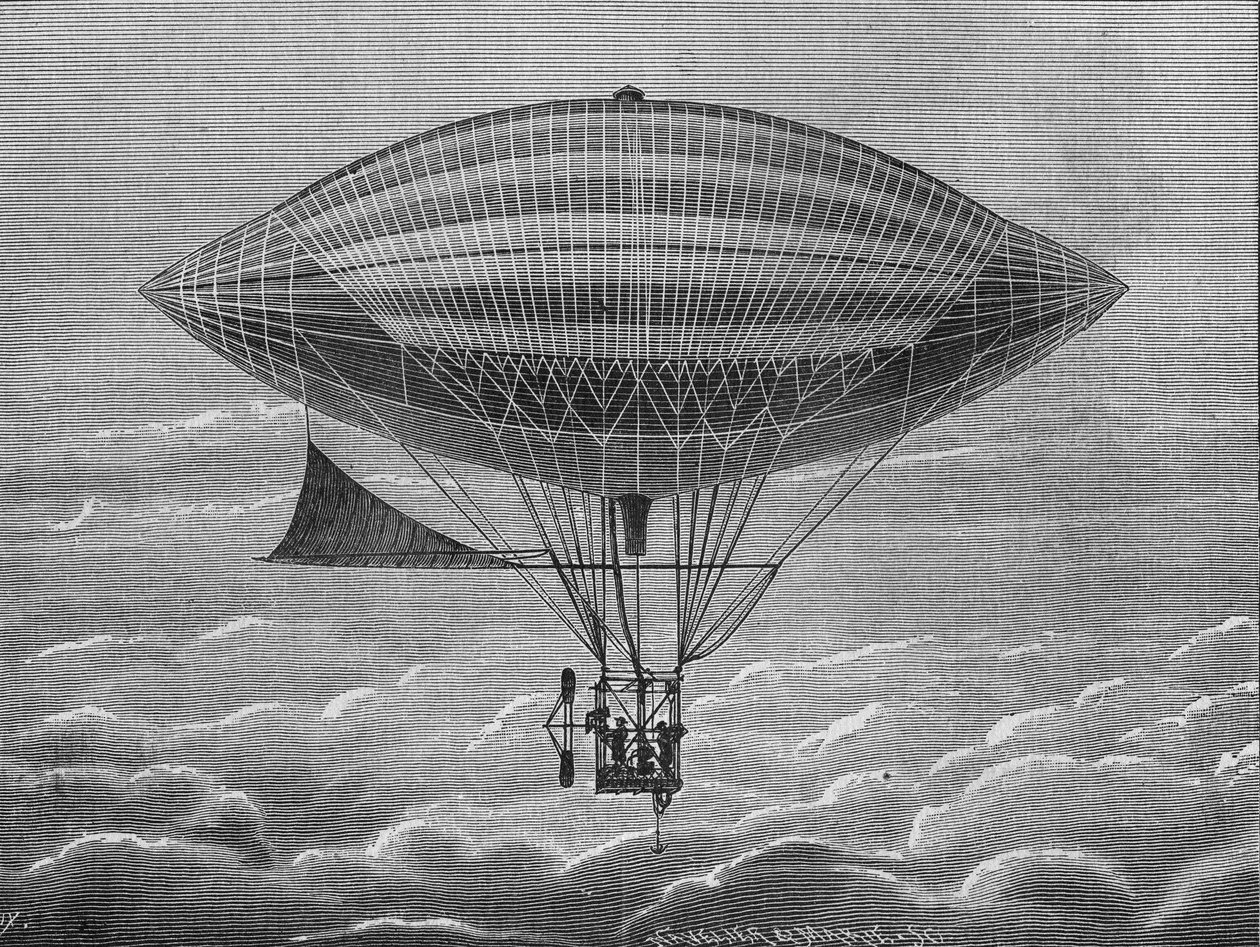 Sterowiec elektryczny aerostat braci Gastona i Alberta Tissandierów. W „Albumie nauki””, Editions Jouvet autorstwa Unknown artist