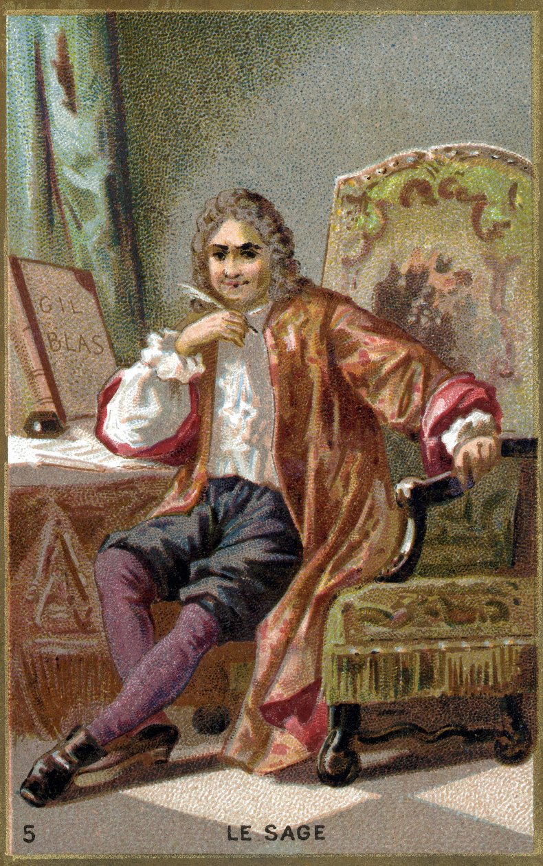 Alain Rene Lesage (Alain-Rene Le Sage) (1668-1747). XIX-wieczna chromolitografia. autorstwa Unknown artist