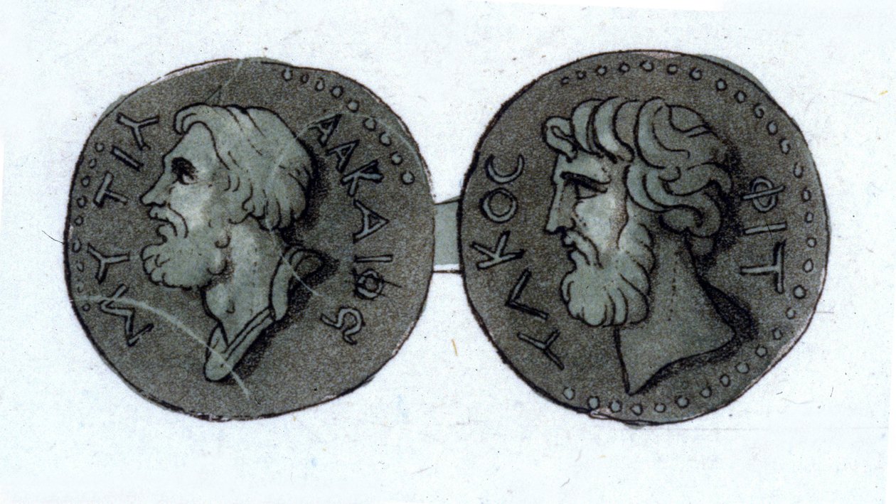 Alcée (w. 630 - w. 580 p.n.e.). Grecki poeta. Grawerowanie z początku XIX wieku. autorstwa Unknown artist