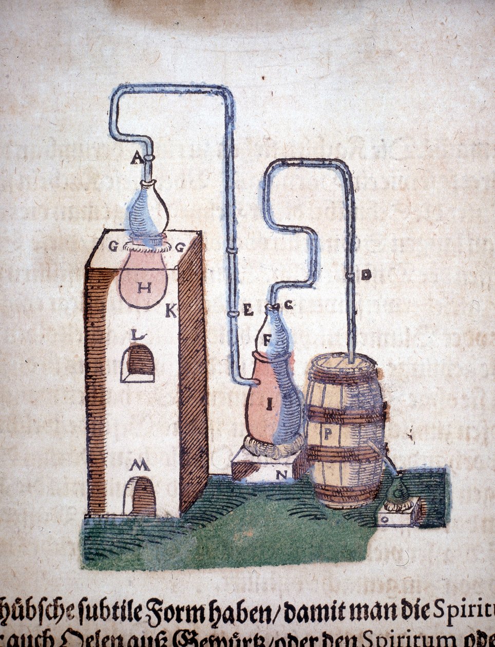 Alchemia: Aparatura do destylacji, zaczerpnięta z książki Pietro Andrea Mattioli (Matthiole) (1500-1577). Frankfurt autorstwa Unknown artist