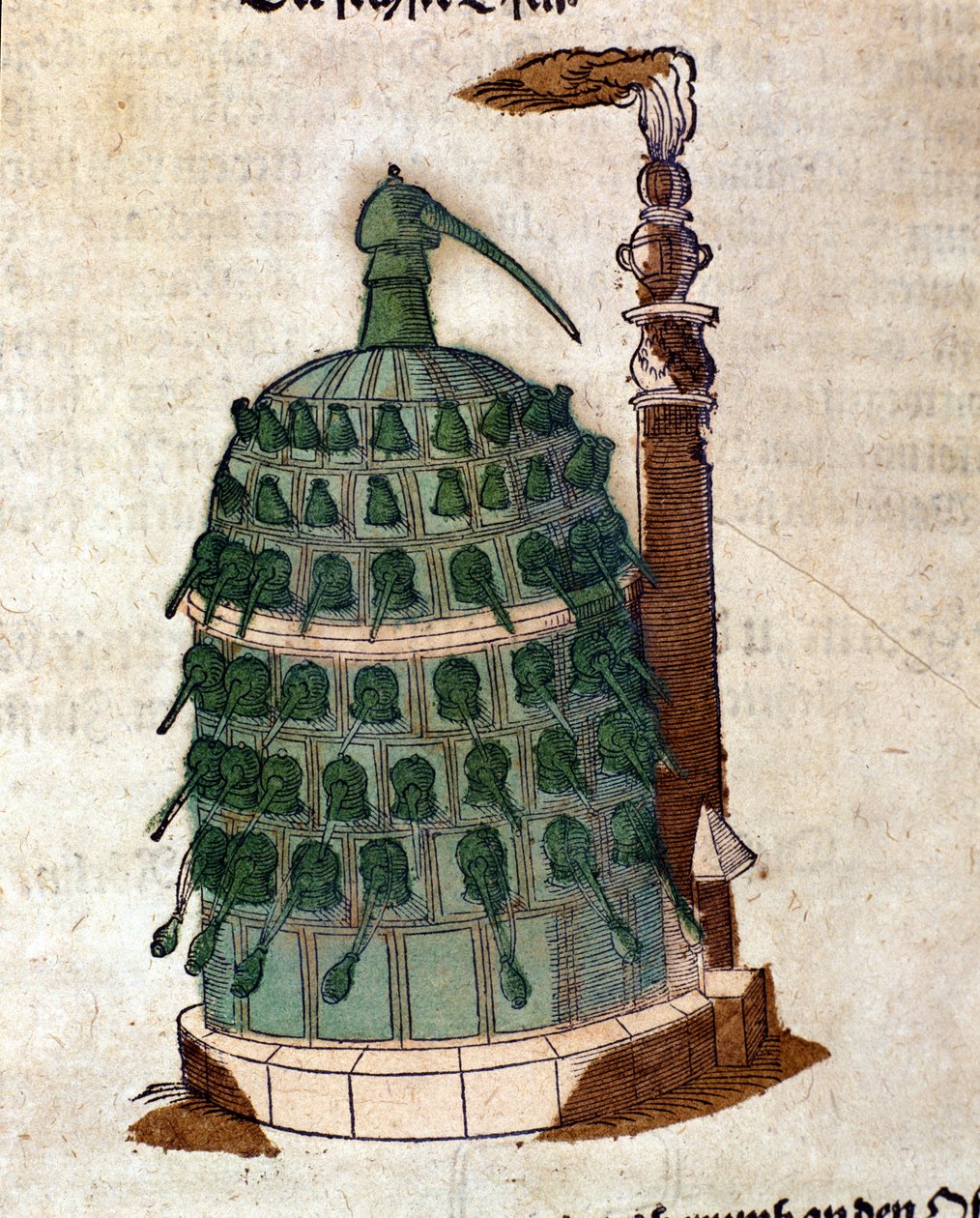 Alchemia: piec Athanor, rycina z książki Pietro Andrea Mattioli (Matthiole) (1500-1577). Frankfurt autorstwa Unknown artist