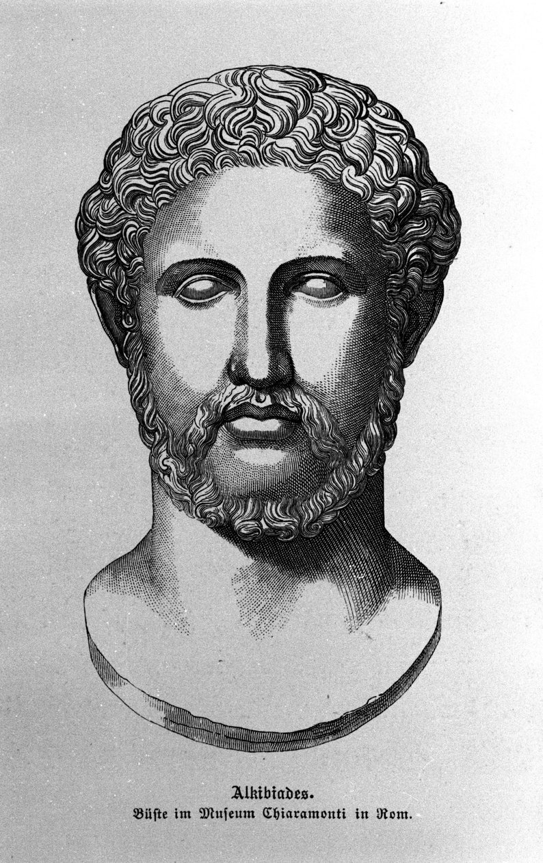 Alcybiad (450-404 pne) generał i ateński mąż stanu. Portret popiersia rzymskiego. 19 wiek autorstwa Unknown artist