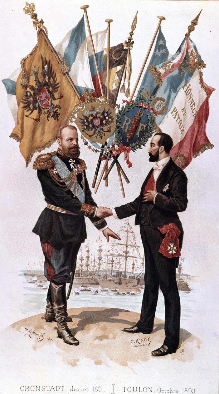 Aleksander III przy podpisaniu francusko-rosyjskiej umowy handlowej (Kronsztad 1891 - Tulon 1893), kolekcja Bianchetti autorstwa Unknown artist
