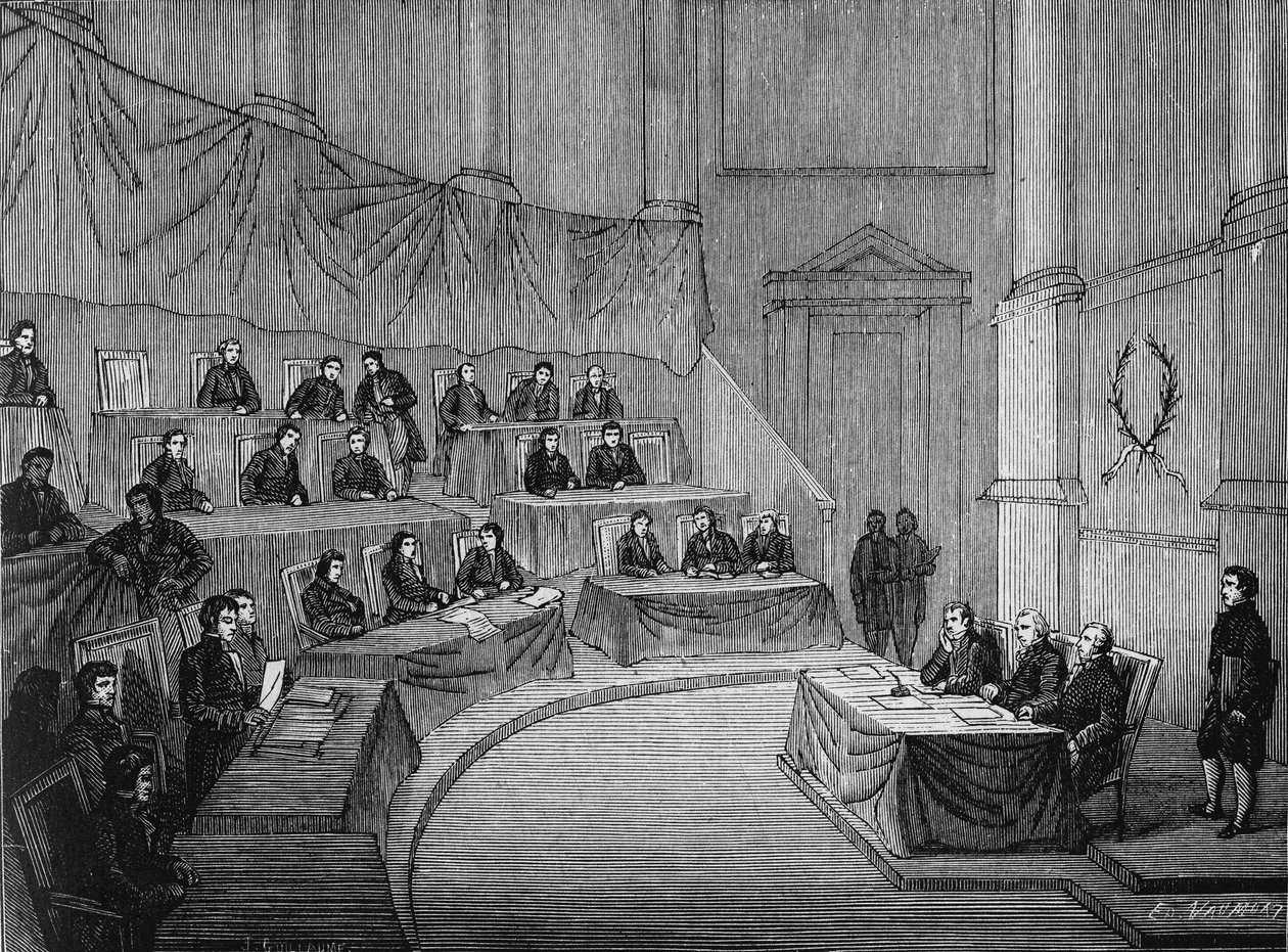 Alexandre (Alexandre) Volta przeczytał przed akademią nauk swoją tezę na stosie w obecności pierwszego konsula Bonaparte 18 listopada autorstwa Unknown artist