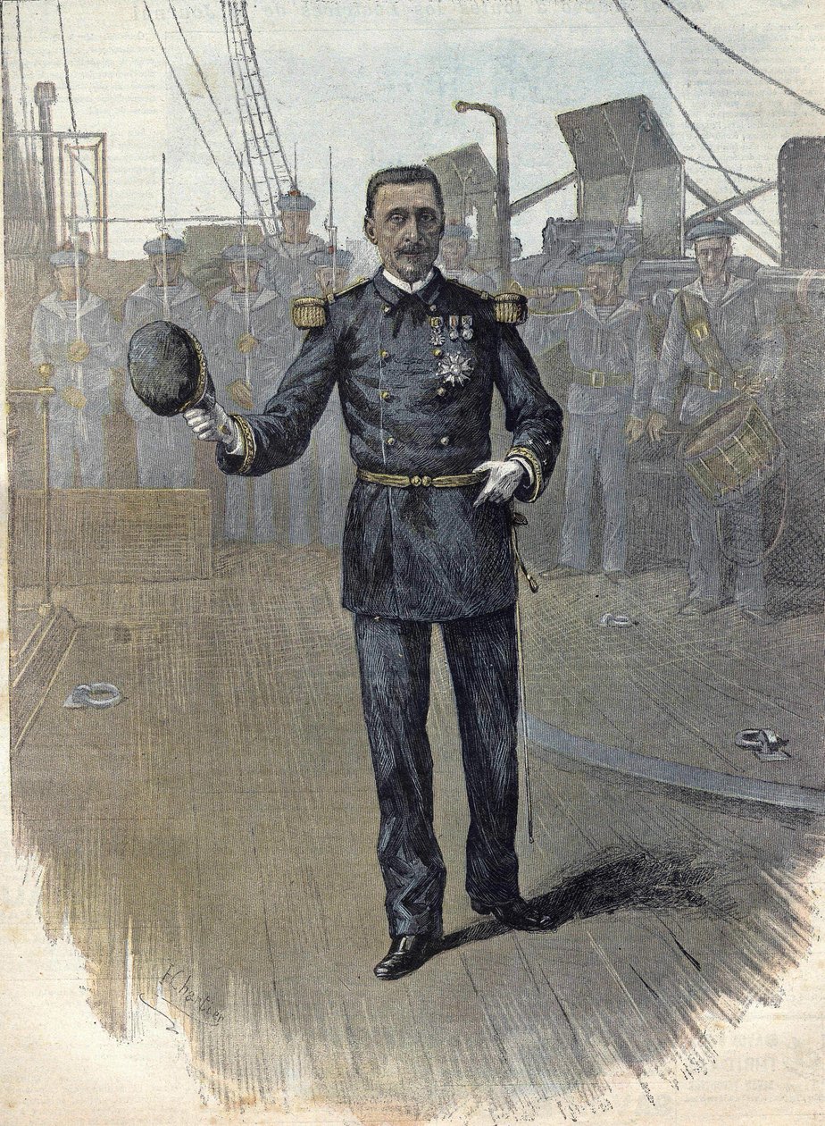 Alfred Albert Gervais (1837 - 1921), admirał francuski, szef Sztabu Morskiego w 1892. Rycina od 1892. autorstwa Unknown artist