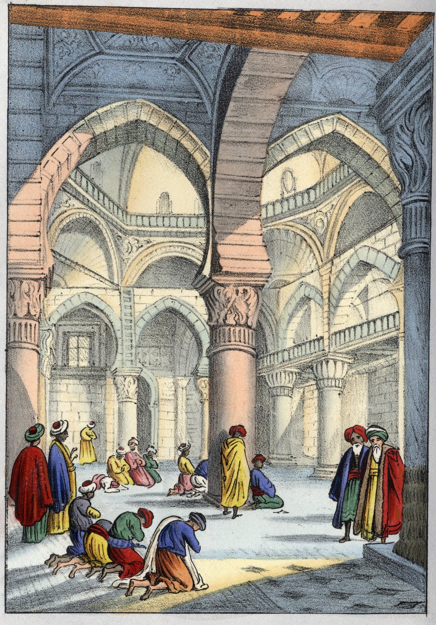 Algier, Algieria. Wnętrze meczetu” „Starożytna i nowoczesna Algieria”” autorstwa Léona Galiberta. Wydanie włoskie w kolorze 1846. autorstwa Unknown artist
