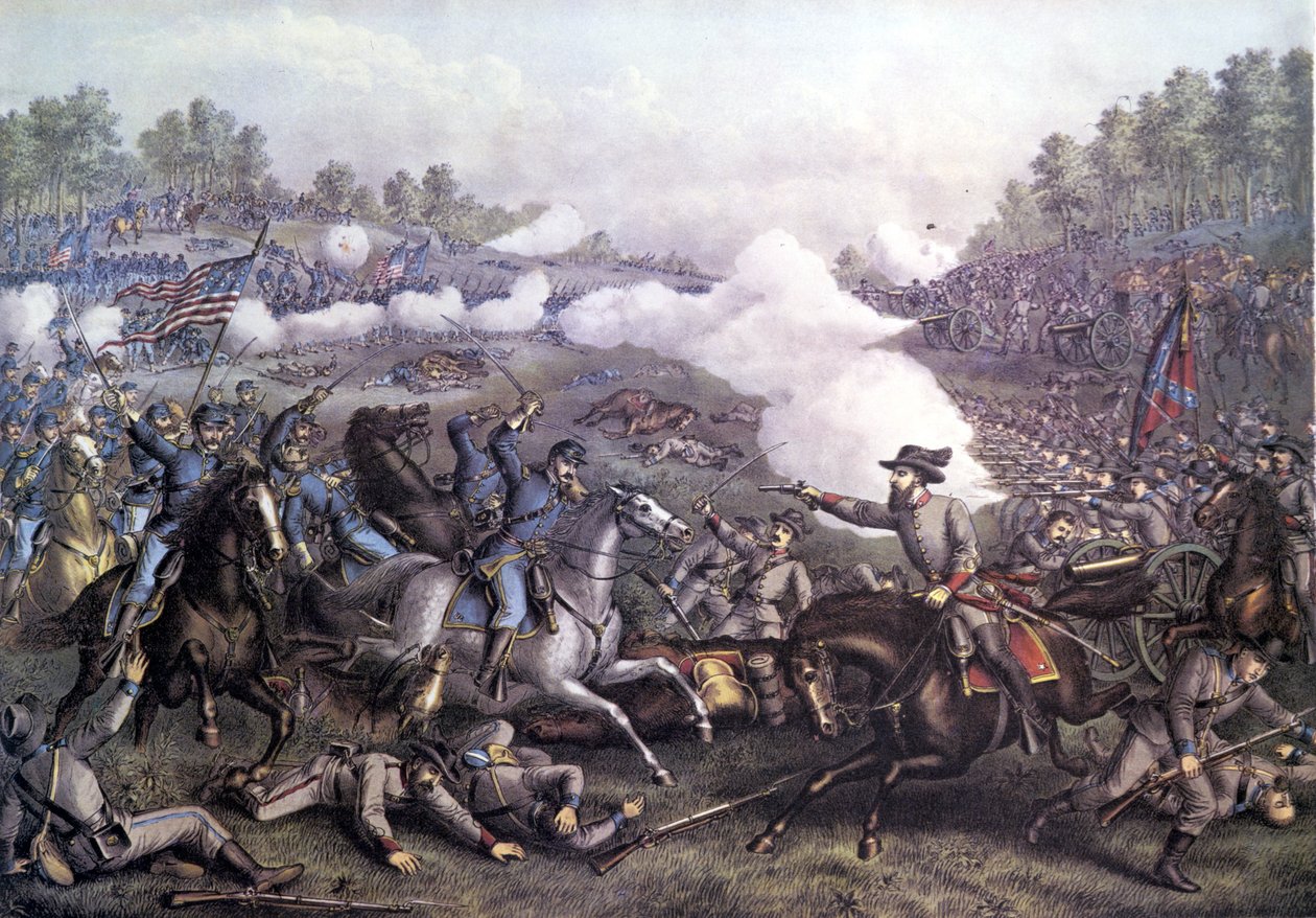 Wojna secesyjna (1861 - 1865): Bitwa pod Opequon lub trzecia bitwa pod Winchester w Wirginii 19 września 1864. Rycina z XIX wieku. autorstwa Unknown artist