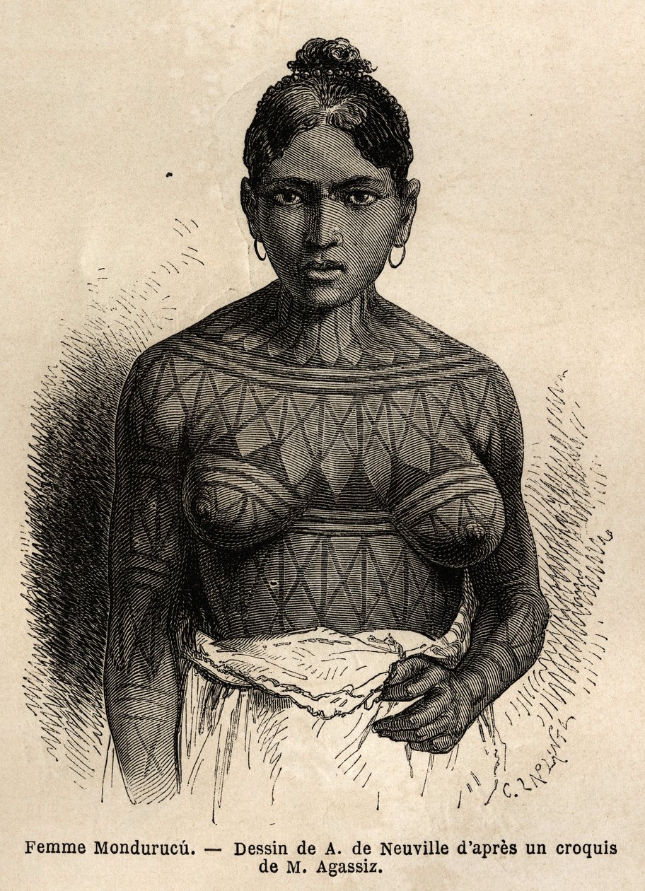 Hinduska Mondurucu (lub Mundurucu), plemię stanu Para, w rejonie rzeki Tapajos autorstwa Unknown artist
