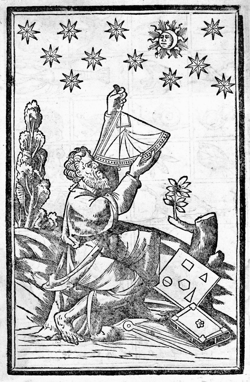 Astrolog mierzy wysokość podczas zaćmienia księżyca. autorstwa Unknown artist