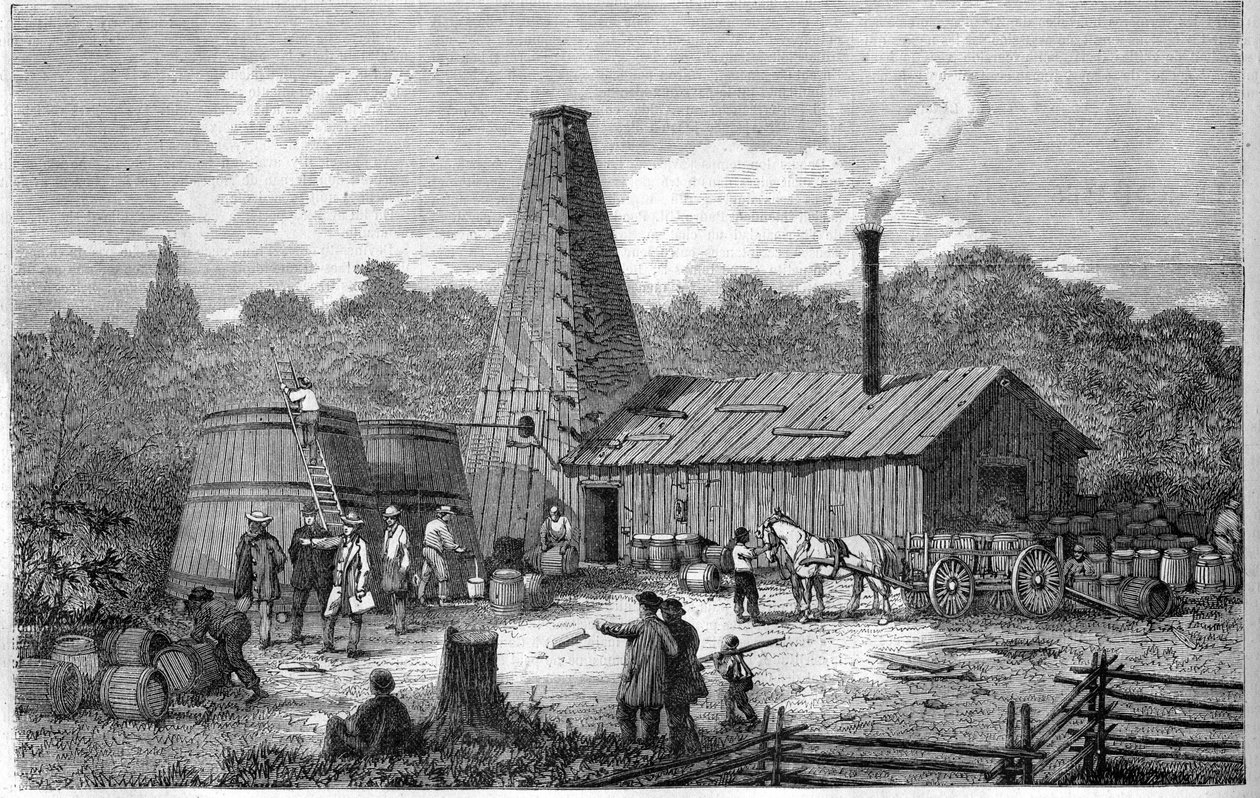 Fabryka ropy naftowej w Kanadzie w 1867 roku. autorstwa Unknown artist