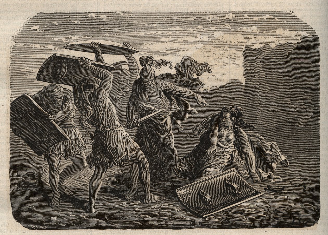 Starożytny Rzym - Kara Tarpei - Kara Tarpei - grawer autorstwa Unknown artist