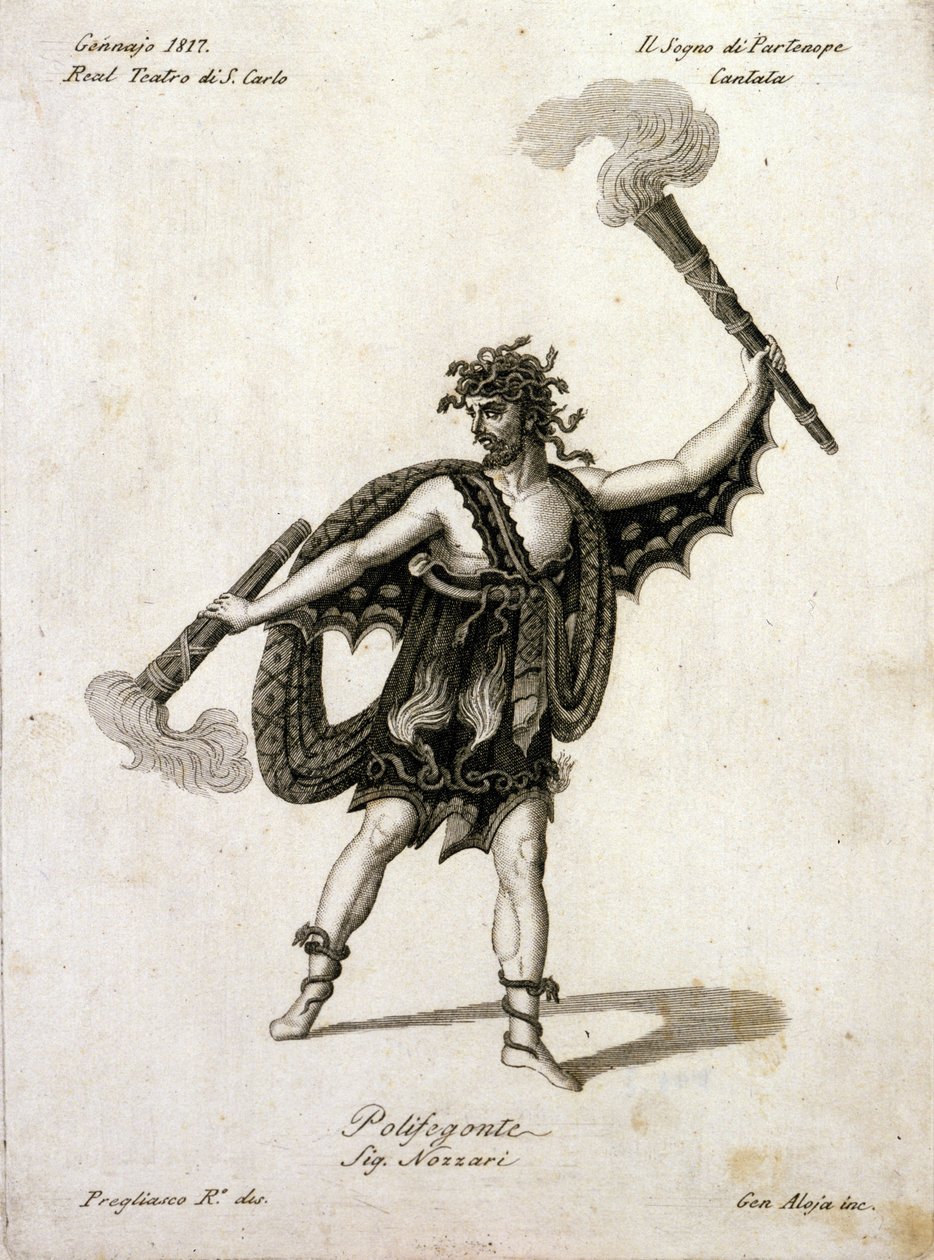 Andrea Nozzari (1775-1832) w roli Polifegonte w ""Śnie Partenopy"" Giovanniego Simone Mayra (Johann Simon Mayr) (1763-1845) - Neapol, Teatro San Carlo autorstwa Unknown artist