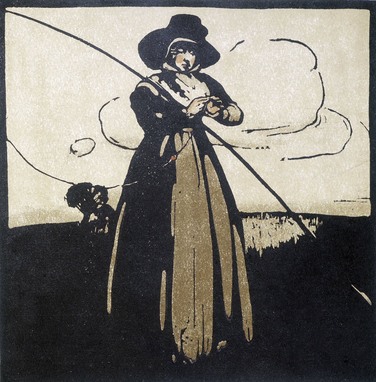 Wędkarstwo: Kobieta szykuje haczyk - kalendarz autorstwa Unknown artist