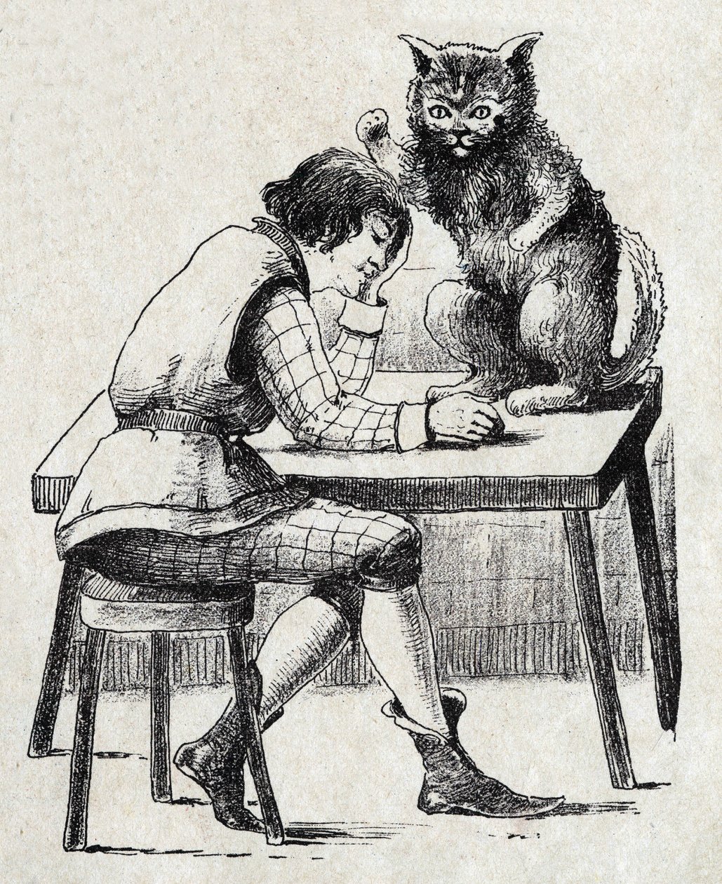 Anonimowa ilustracja do „”Le chat Botte””, opowiadania Charlesa Perraulta (1628-1703), francuskiego pisarza. Zdjęcia Marcel Vagne, Jarville Nancy, bez daty (koniec XIX wieku). autorstwa Unknown artist