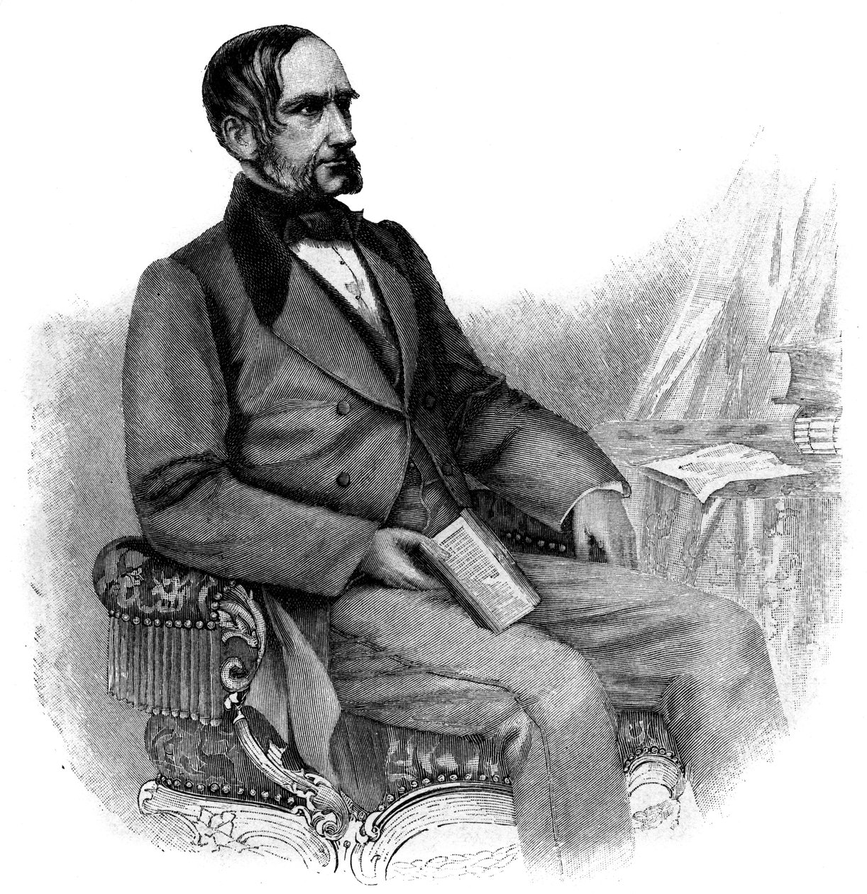 Anton von Schmerling, austriacki polityk - rycina - Portret Antona von Schmerling (1805-1893), austriackiego prawnika i polityka autorstwa Unknown artist