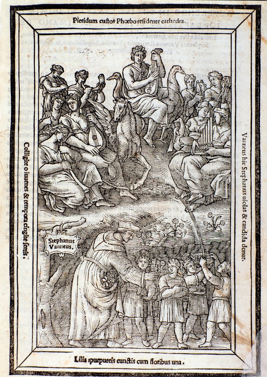 Apollo i muzy. Strona z Recanetum de musica aurea autorstwa Unknown artist