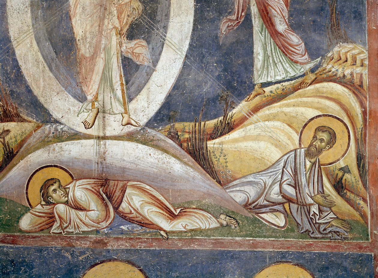 Apotres Jean i Jacques Detal. Fresk Przemienienia Pańskiego. 1164 Nerezi, kościół św. Klemensa, Macedoina autorstwa Unknown artist