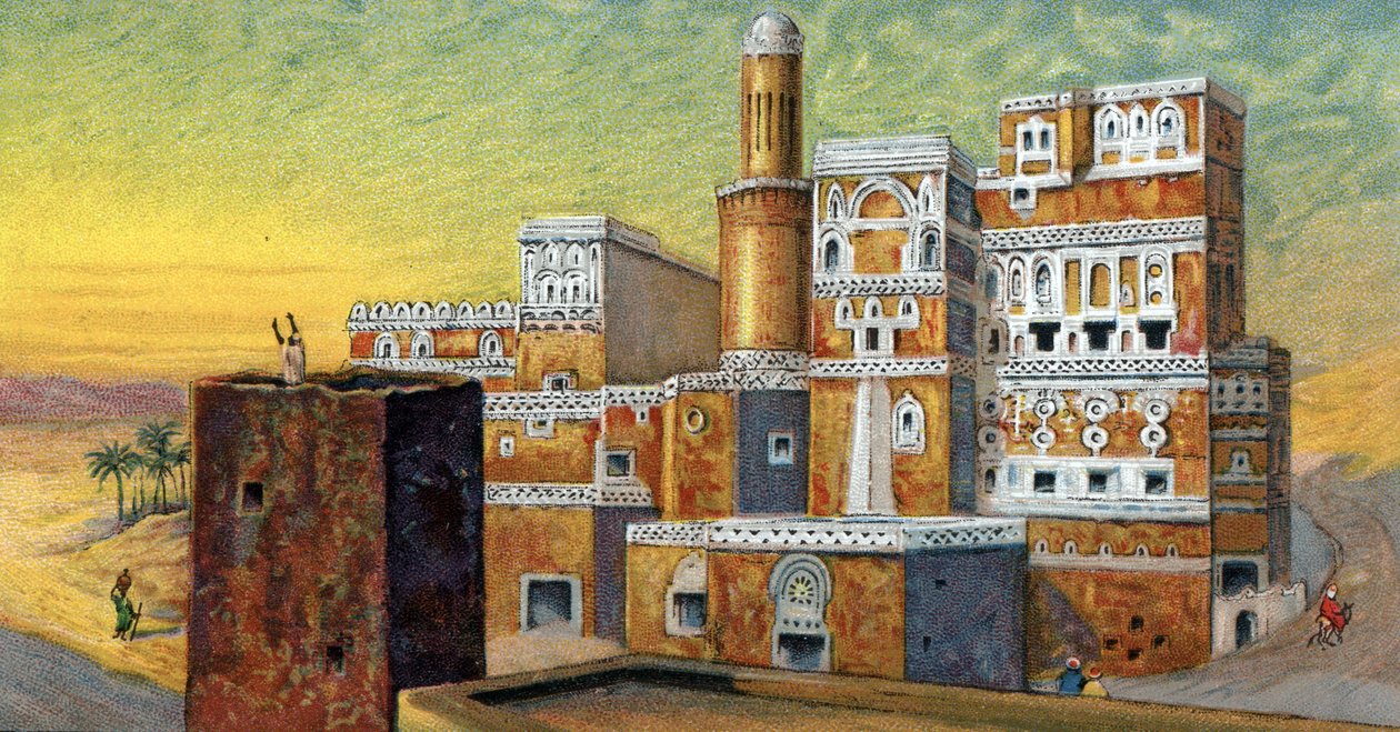 Architektura arabska: "widok domu typowego dla miasta Sana